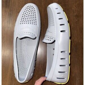 Floafers Rubber Driver Loafers Light Gray Yellow Sole Slip On Water Shoes Sz 13